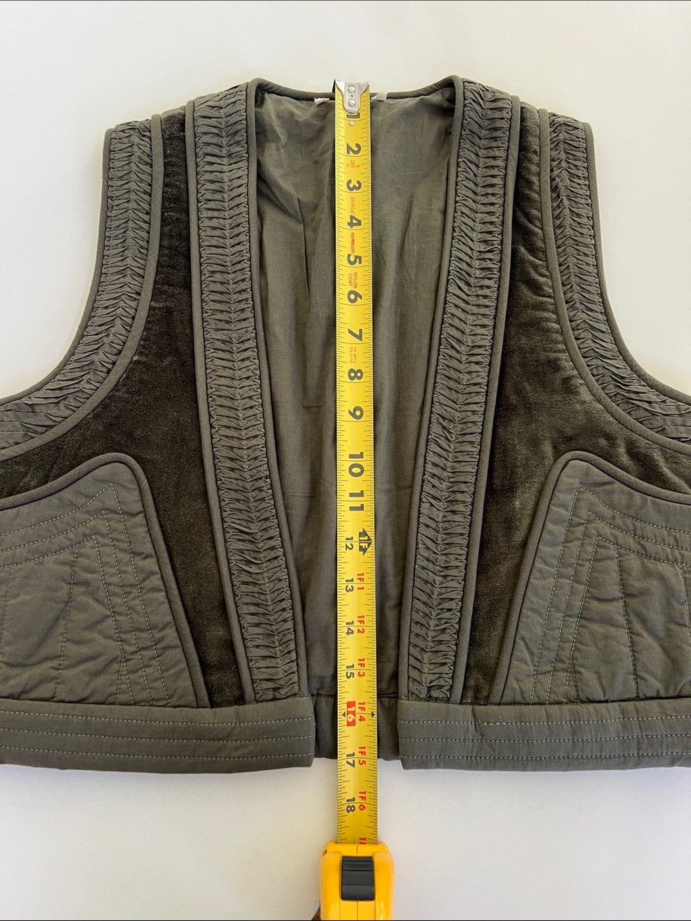 SEZANE julian khaki green organic cotton vest quilted waistcoat jacket small - Picture 7 of 8